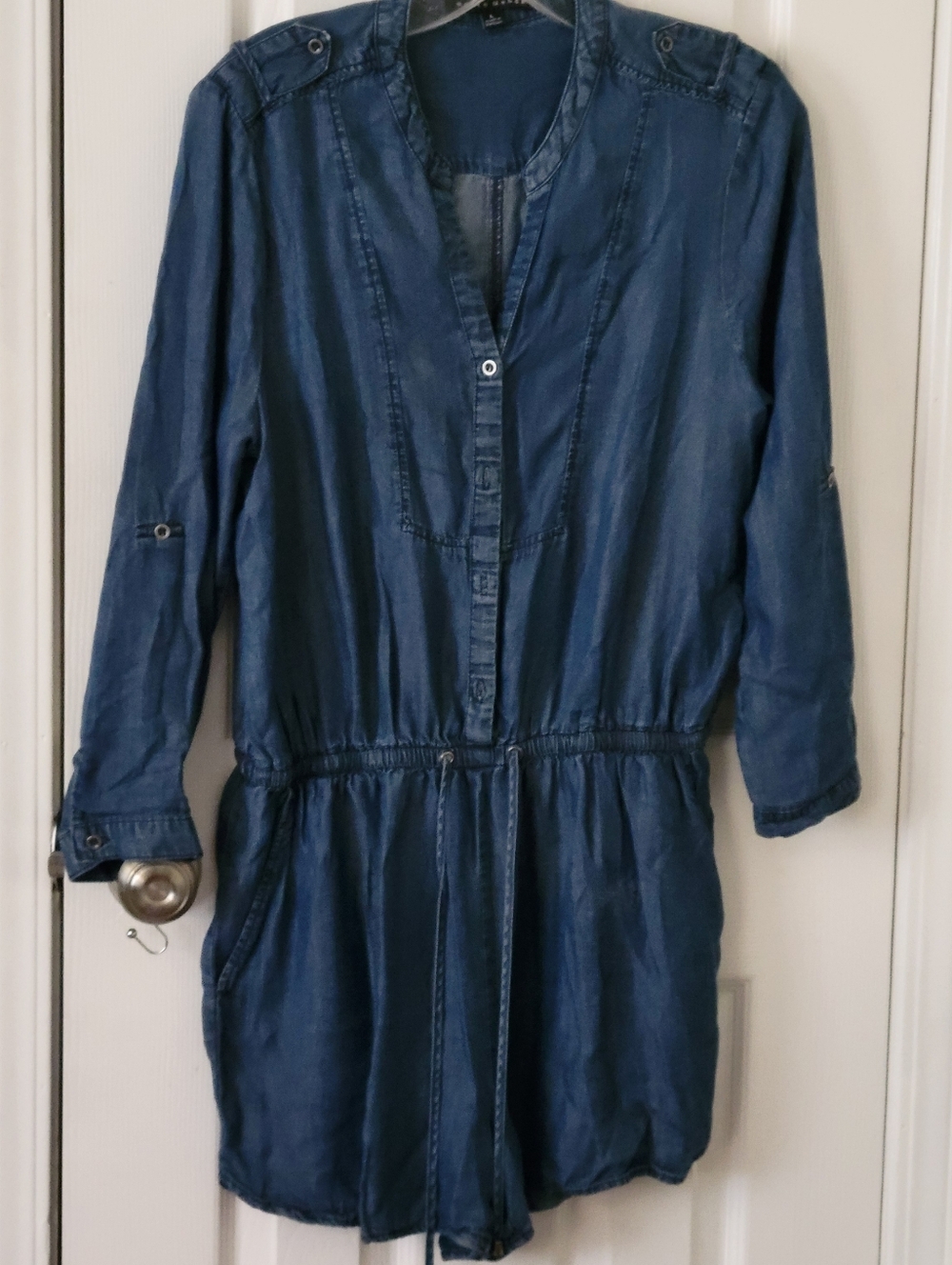 Haute Monde Blue( Jean Look Like) Romper. Size Large
